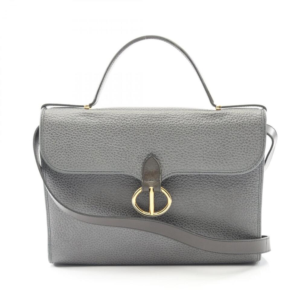 Christian Dior handbag pebbled leather gray